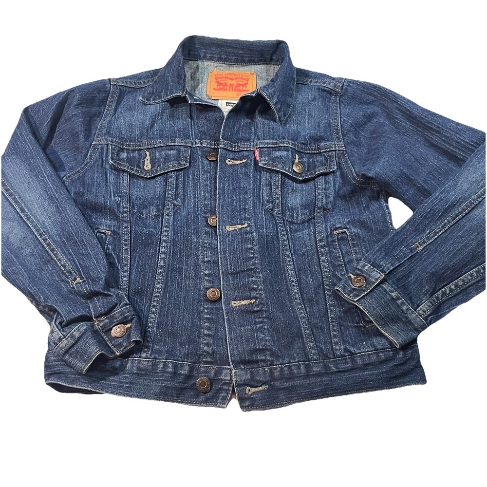 Levi's Youth Denim Trucker Jacket Size‎ M 10–12 | Classic Jean Jacket 99% Cotton